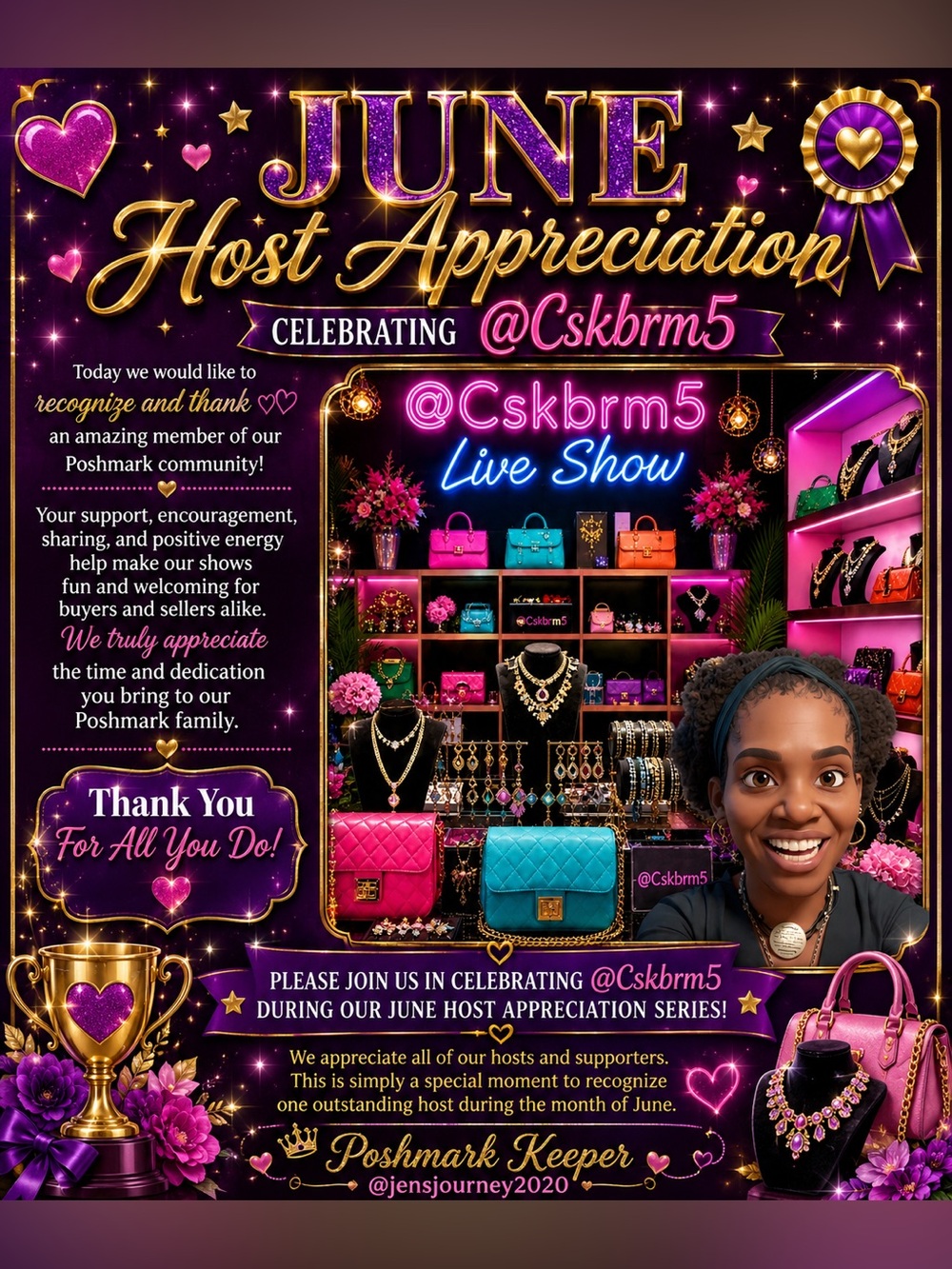 Host appreciation Day @CSKbrm5 6/24 Join us to support her